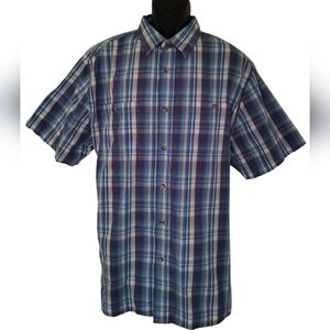 King Size Plaid Short Sleeve Button‎ Down Shirt sz XL